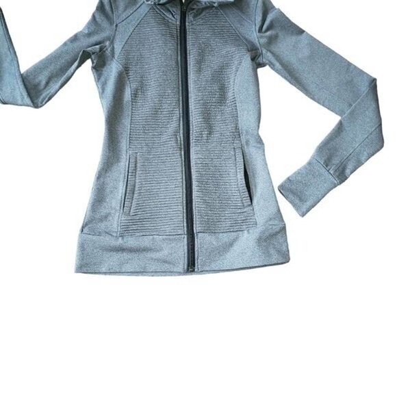 Athleta Women's Size XXS Grey Zip-Up Jacket Pockets Thumb Holes GUC - Picture 2 of 10